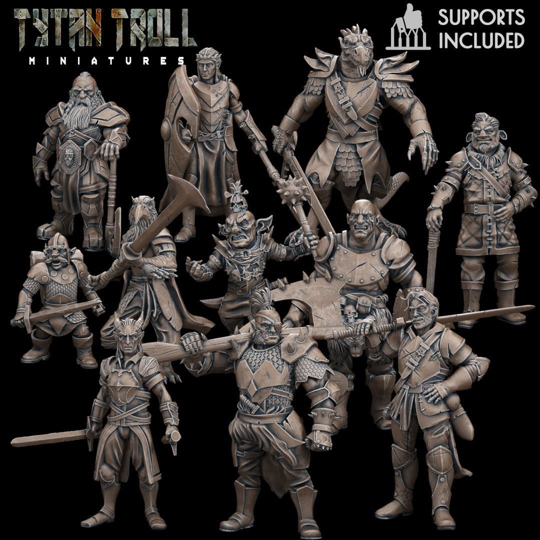 Male Heros of the Races Miniature | Full Set All Models - Tabletop RPG & D&D miniature. Perfect for wargaming & collectors