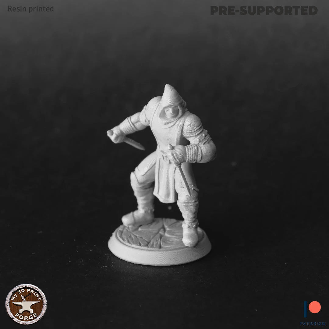Male Human Assassin Miniature | B - Tabletop RPG & D&D miniature. Perfect for wargaming & collectors