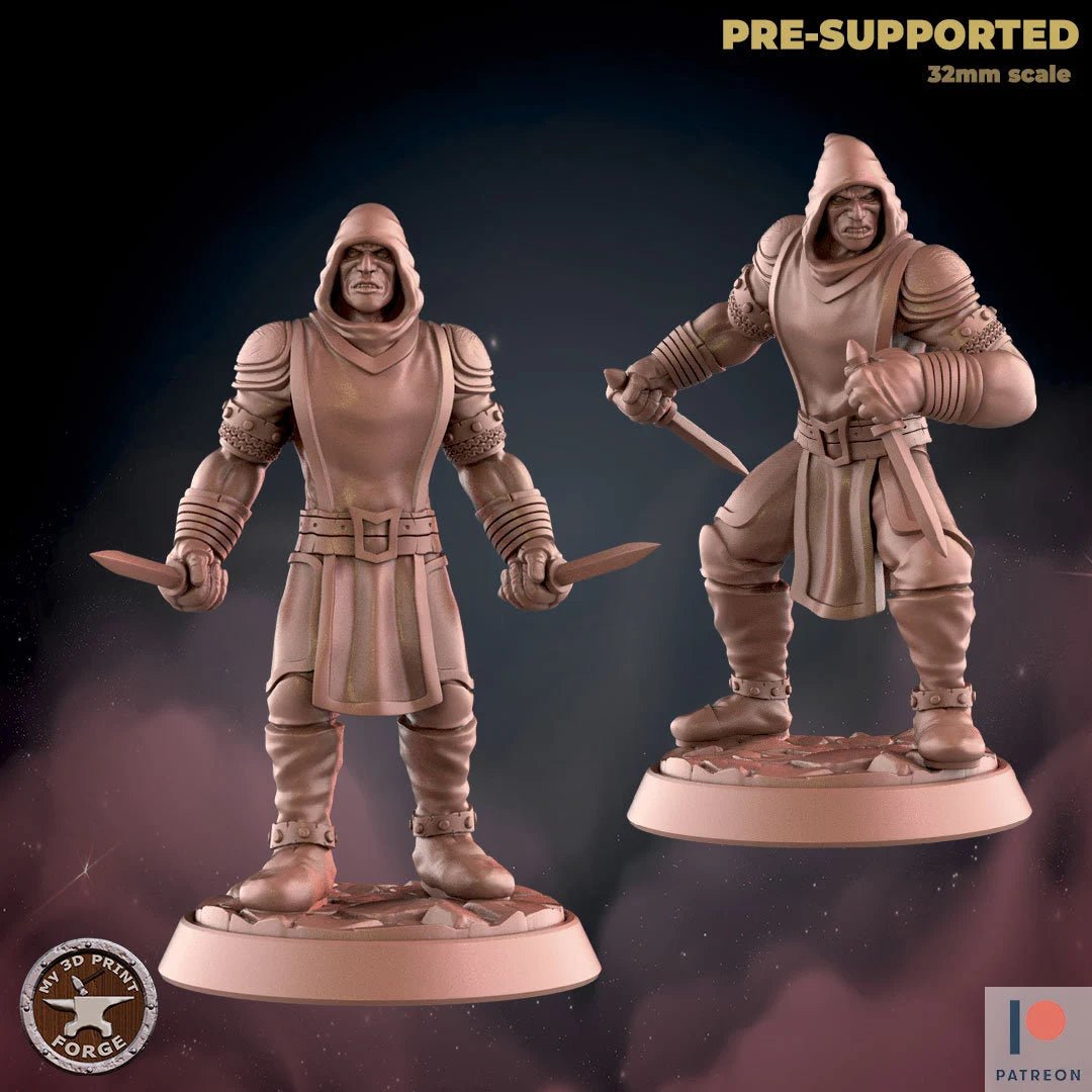 Male Human Assassin Miniature - Set of 2 - 28mm