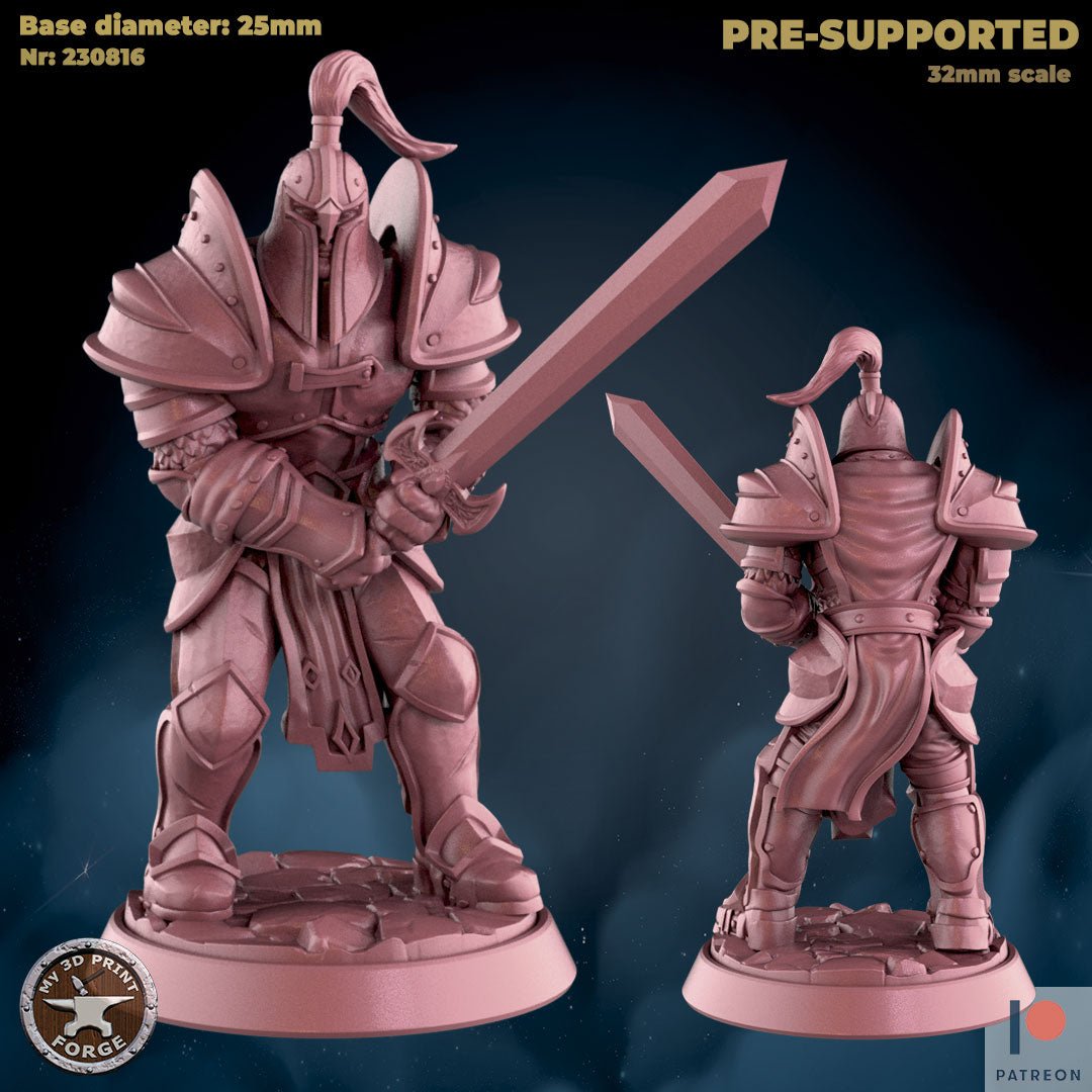 Male Knight Miniature | A - Tabletop RPG & D&D miniature. Perfect for wargaming & collectors