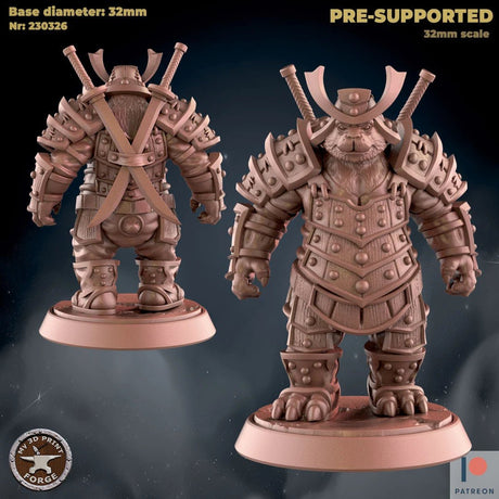 Male Panda Folk Royal Warrior Miniature | B - Tabletop RPG & D&D miniature. Perfect for wargaming & collectors