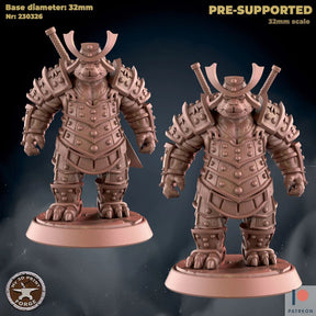 Male Panda Folk Royal Warrior Miniature | Set of 2 - Tabletop RPG & D&D miniature. Perfect for wargaming & collectors
