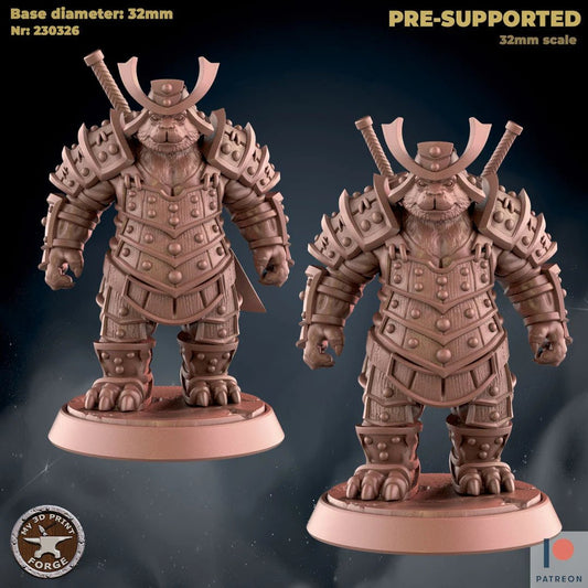 Male Panda Folk Royal Warrior Miniature - Set of 2 - 28mm