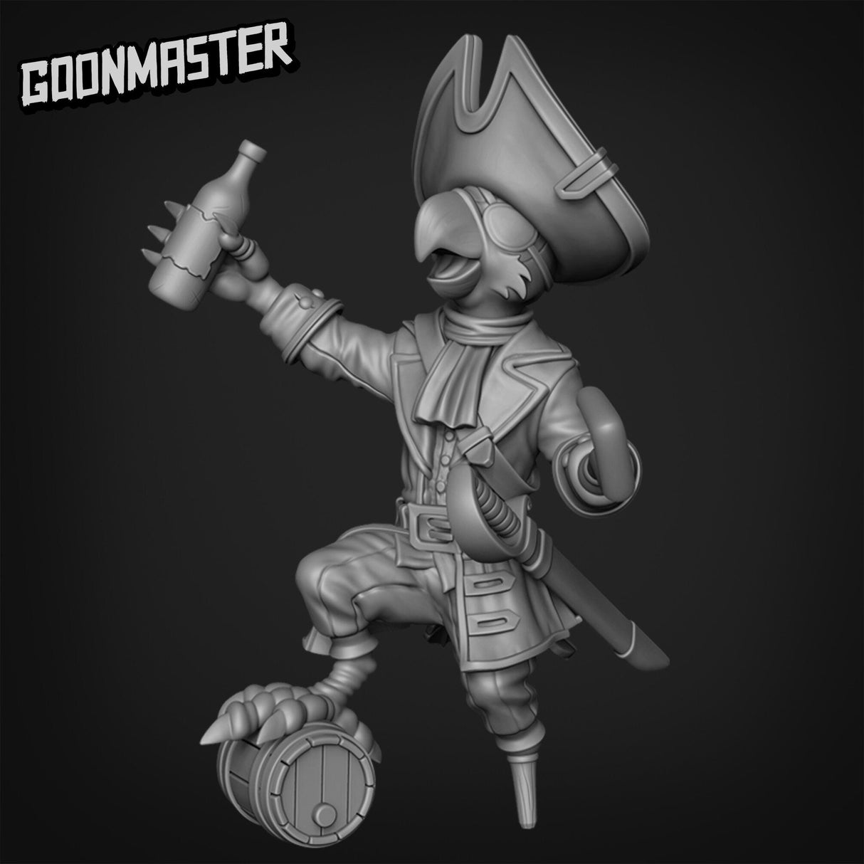Male Parrot Folk Pirate Miniature with hat | A - Tabletop RPG & D&D miniature. Perfect for wargaming & collectors