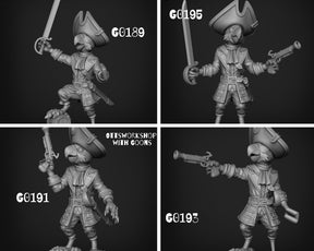Male Parrot Folk Pirate Miniature | set of 4 - Tabletop RPG & D&D miniature. Perfect for wargaming & collectors