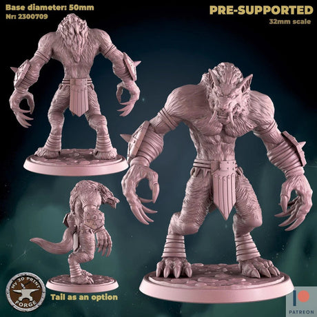Male Wolf Miniature | A - Tabletop RPG & D&D miniature. Perfect for wargaming & collectors