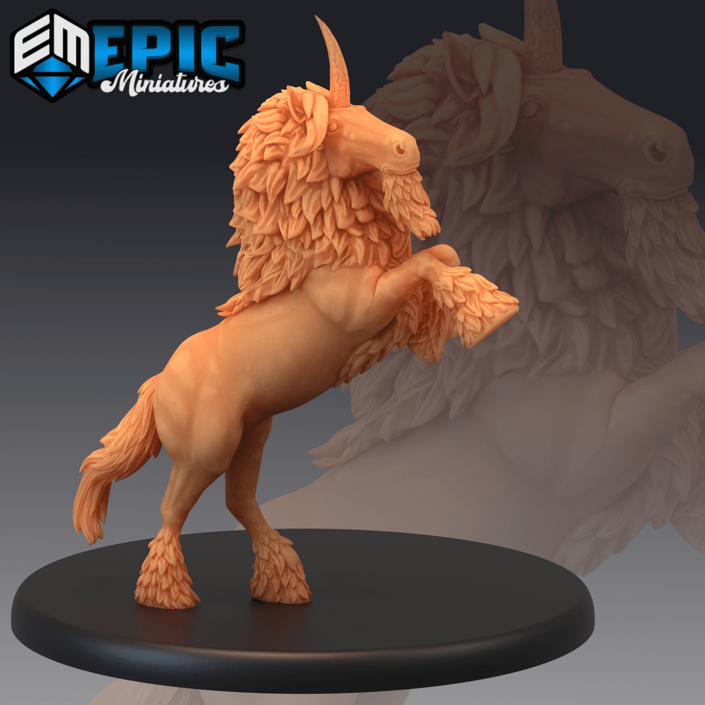 Maned Unicorn Miniature - B - 28mm