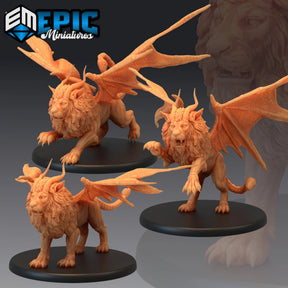 Manticore Miniature | Set of 3 - Tabletop RPG & D&D miniature. Perfect for wargaming & collectors