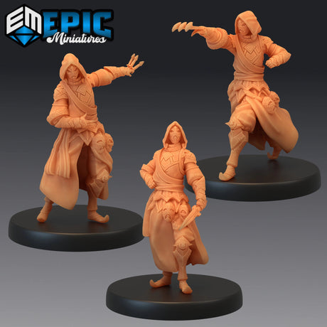 Masked Assassin Miniature | Set of 3 - Tabletop RPG & D&D miniature. Perfect for wargaming & collectors