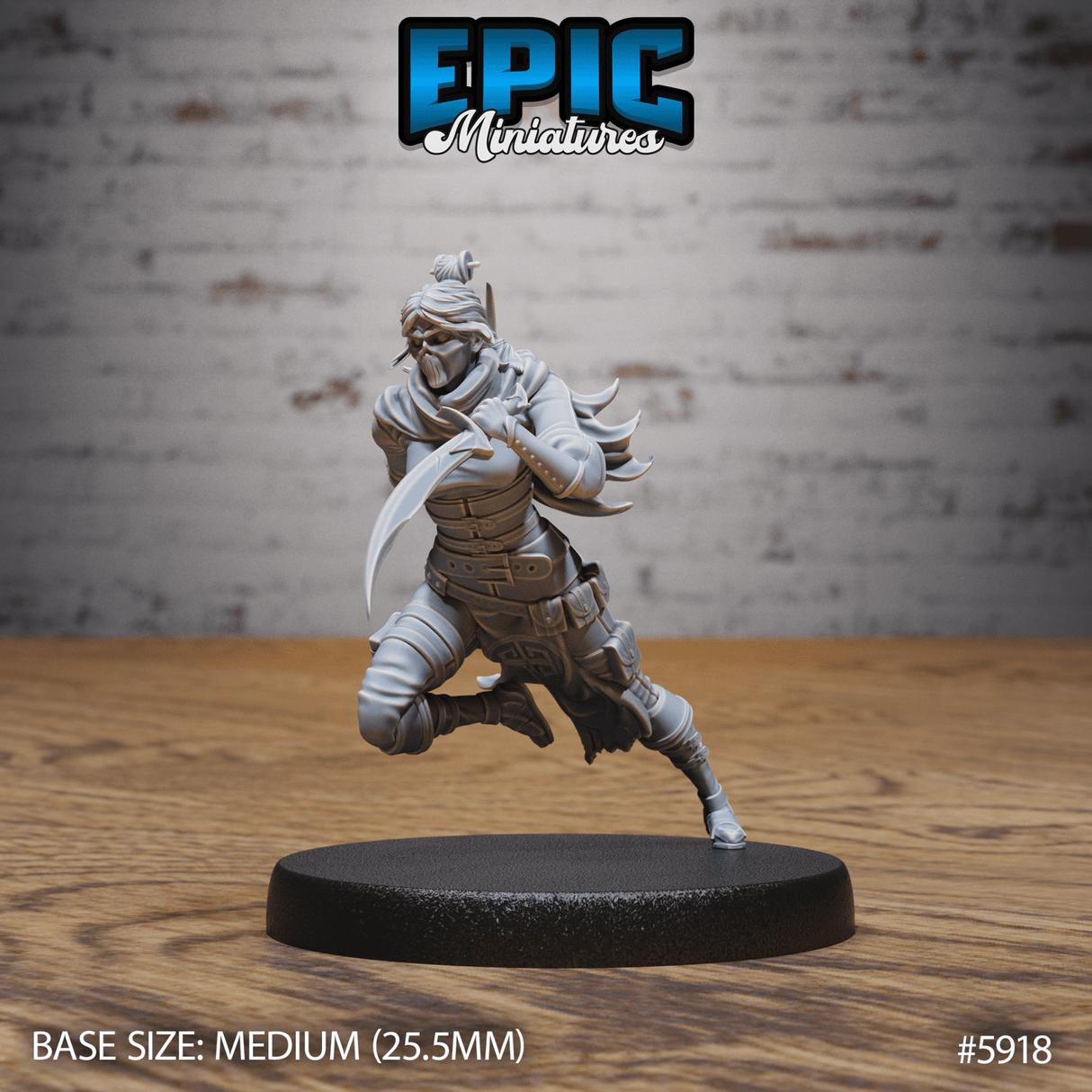 Masked Kunoichi Miniature | C - Tabletop RPG & D&D miniature. Perfect for wargaming & collectors