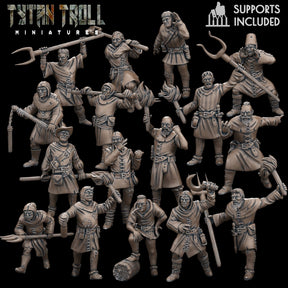 Massive Village Mob Miniature | Full Set All Models - Tabletop RPG & D&D miniature. Perfect for wargaming & collectors