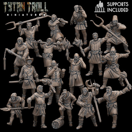 Massive Village Mob Miniature | Full Set All Models - Tabletop RPG & D&D miniature. Perfect for wargaming & collectors