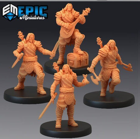 Mercenaries Miniature | Set of 4 - Tabletop RPG & D&D miniature. Perfect for wargaming & collectors
