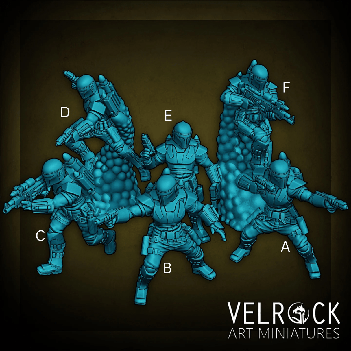 Mercenary Bounty Hunter Squad Miniature | Set of 6 - Tabletop RPG & D&D miniature. Perfect for wargaming & collectors