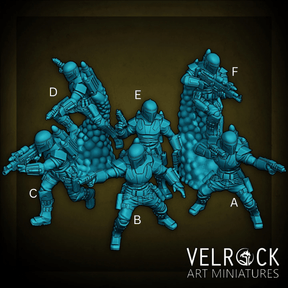 Mercenary Bounty Hunter Squad Miniature | Set of 6 - Tabletop RPG & D&D miniature. Perfect for wargaming & collectors