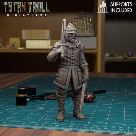 Mercenary Pack Guards Miniature | A - Tabletop RPG & D&D miniature. Perfect for wargaming & collectors