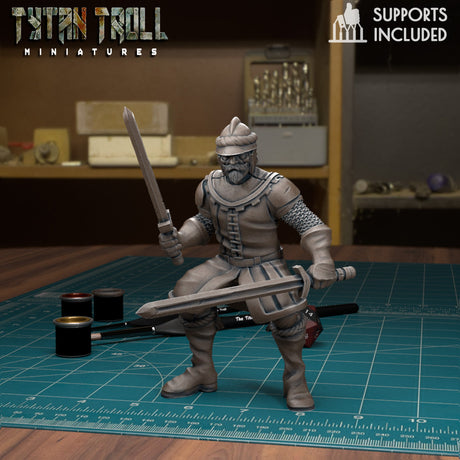 Mercenary Pack Guards Miniature | B - Tabletop RPG & D&D miniature. Perfect for wargaming & collectors