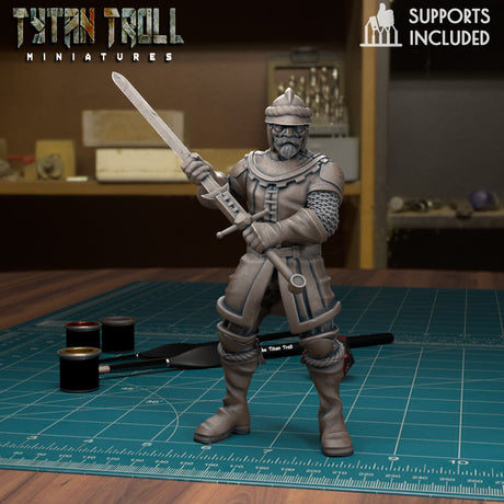 Mercenary Pack Guards Miniature | E - Tabletop RPG & D&D miniature. Perfect for wargaming & collectors