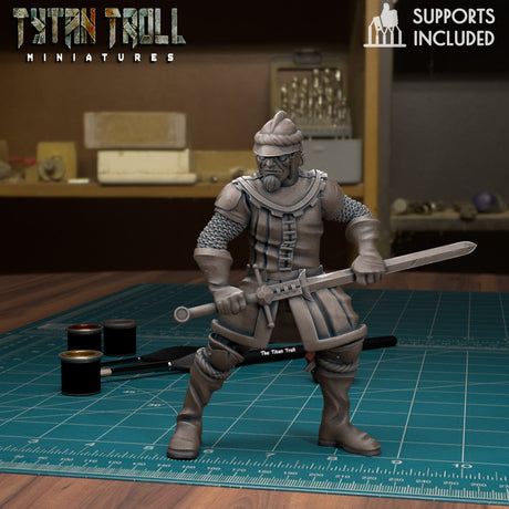 Mercenary Pack Guards Miniature | F - Tabletop RPG & D&D miniature. Perfect for wargaming & collectors