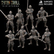 Mercenary Pack Guards Miniature | set of 8 - Tabletop RPG & D&D miniature. Perfect for wargaming & collectors