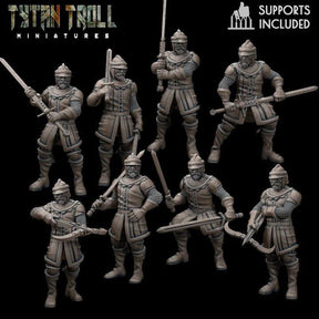 Mercenary Pack Guards Miniature | set of 8 - Tabletop RPG & D&D miniature. Perfect for wargaming & collectors