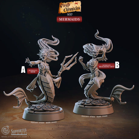 Mermaids Miniature | A - Tabletop RPG & D&D miniature. Perfect for wargaming & collectors