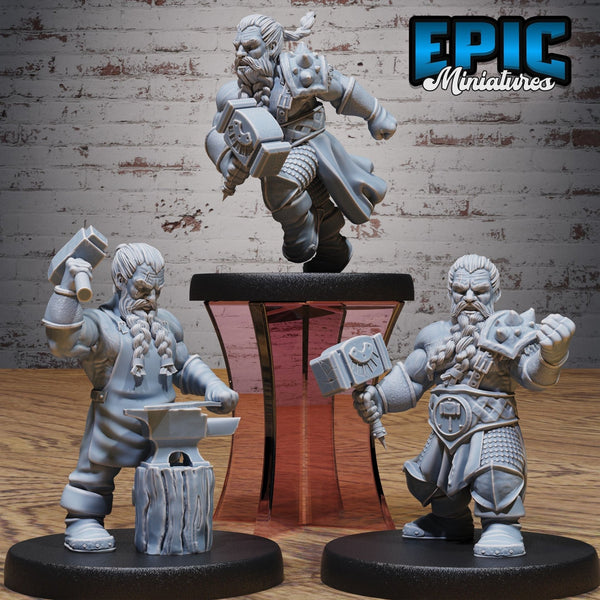 Mighty Dwarf Miniature | Set of 3 - Tabletop RPG & D&D miniature. Perfect for wargaming & collectors
