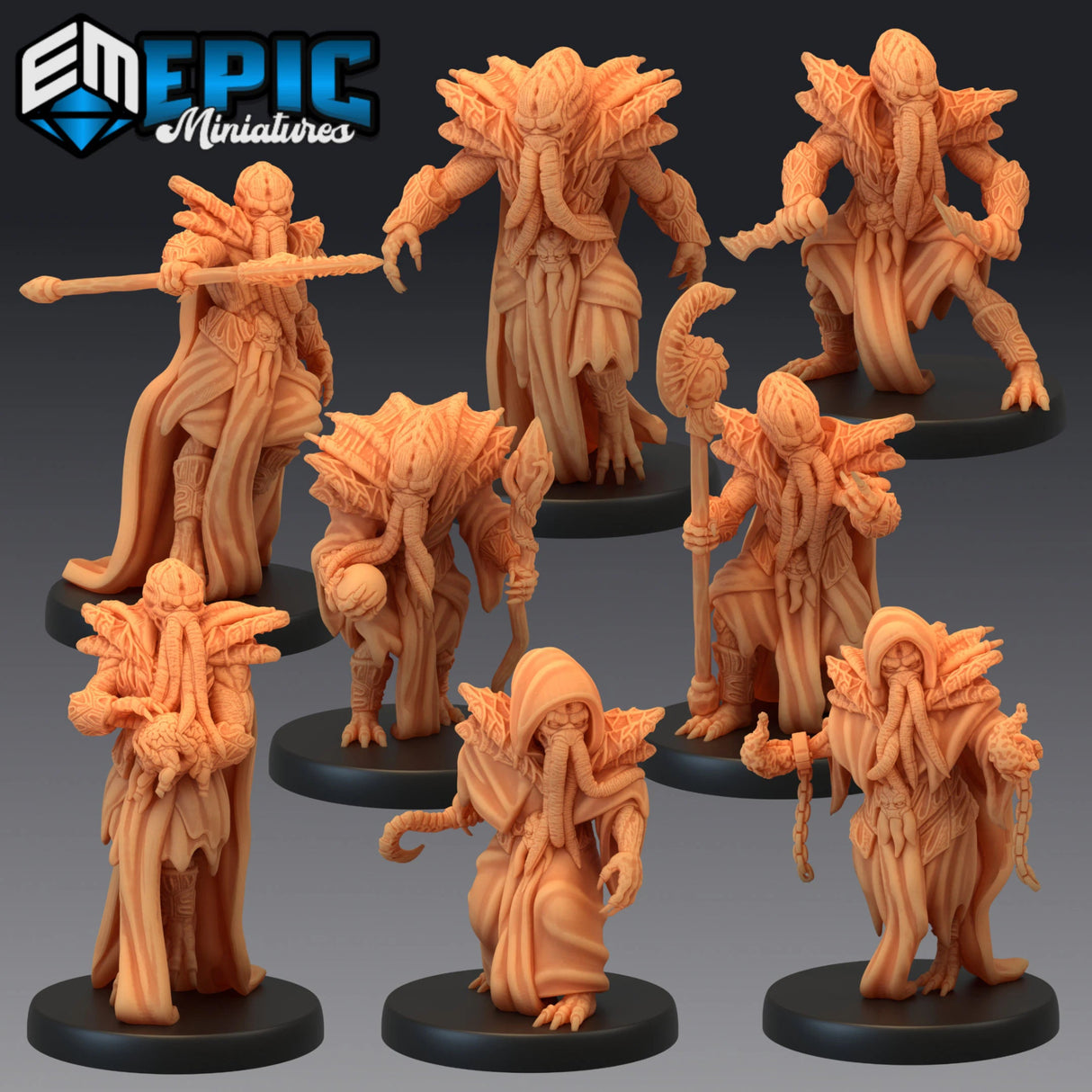 Mind Eater Miniature set | Set of 8 - Tabletop RPG & D&D miniature. Perfect for wargaming & collectors