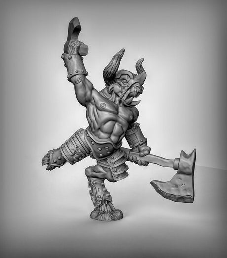 Minotaur Barbarians Miniature | Right - Tabletop RPG & D&D miniature. Perfect for wargaming & collectors