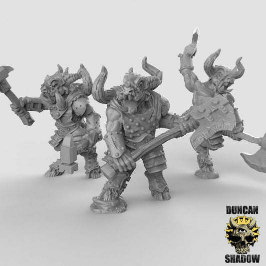 Minotaur Barbarians Miniature - Set of 3 - 28mm
