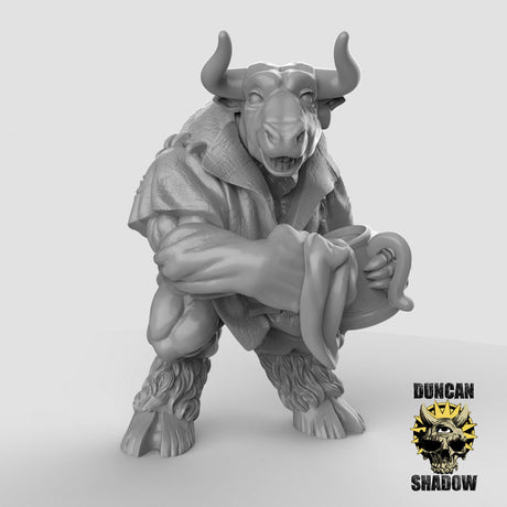 Minotaur Bartenders Miniature | Middle - Tabletop RPG & D&D miniature. Perfect for wargaming & collectors
