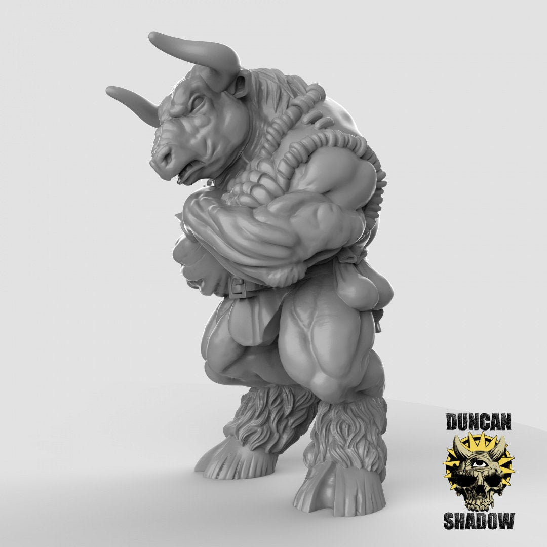 Minotaur Bartenders Miniature | Right - Tabletop RPG & D&D miniature. Perfect for wargaming & collectors
