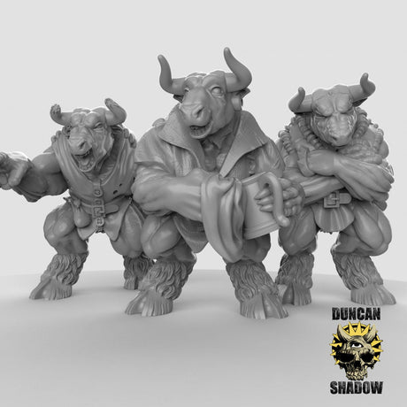 Minotaur Bartenders Miniature | Set of 3 - Tabletop RPG & D&D miniature. Perfect for wargaming & collectors