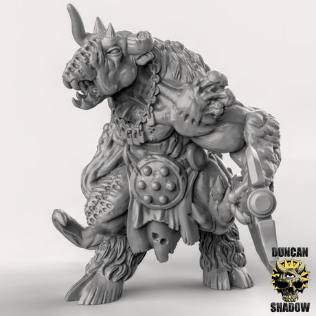 Corrupted Mutated Minotaur Miniature | C - Tabletop RPG & D&D miniature. Perfect for wargaming & collectors