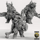 Corrupted Mutated Minotaur Miniature | Set of 3 - Tabletop RPG & D&D miniature. Perfect for wargaming & collectors