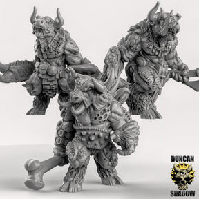 Corrupted Mutated Minotaur Miniature | Set of 3 - Tabletop RPG & D&D miniature. Perfect for wargaming & collectors