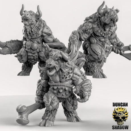 Corrupted Mutated Minotaur Miniature | Set of 3 - Tabletop RPG & D&D miniature. Perfect for wargaming & collectors