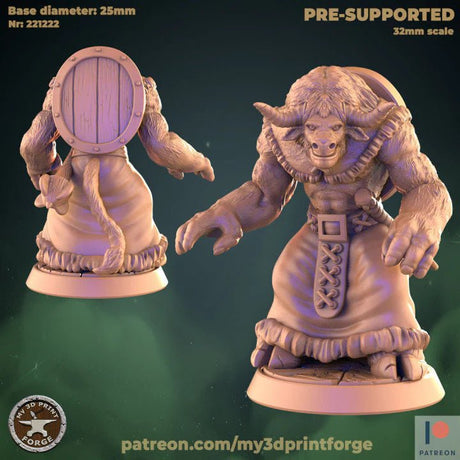 Minotaur Miniature cowfolk shaman and hunters | A - Tabletop RPG & D&D miniature. Perfect for wargaming & collectors