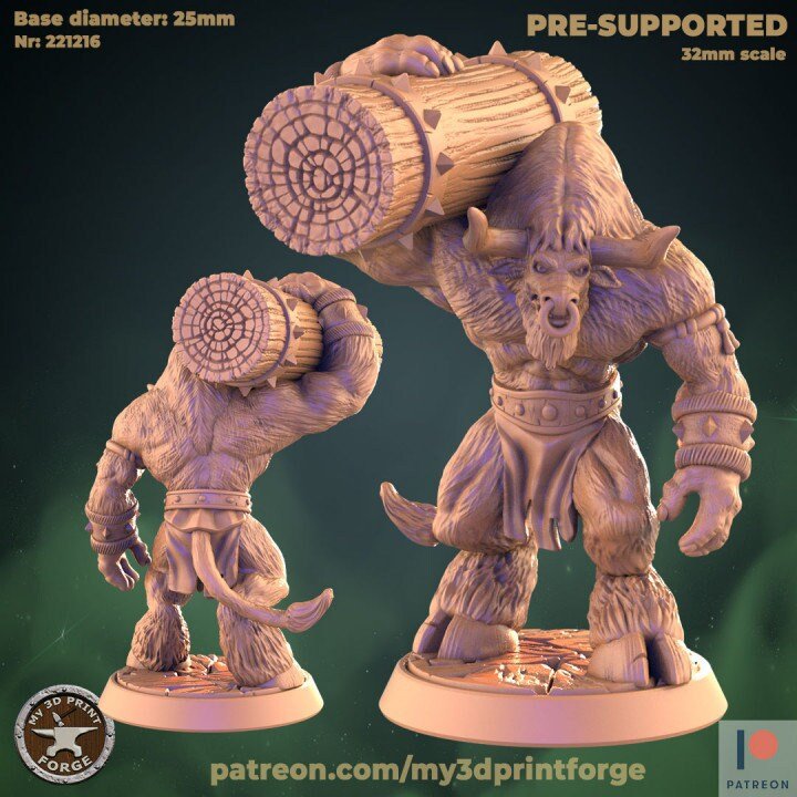 Minotaur Miniature | B - Tabletop RPG & D&D miniature. Perfect for wargaming & collectors