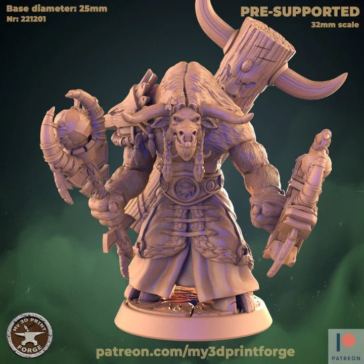 Minotaur Miniature mount and leaders | C - Tabletop RPG & D&D miniature. Perfect for wargaming & collectors