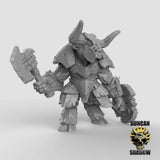Heavy Armoured Minotaurs Miniature | C - Tabletop RPG & D&D miniature. Perfect for wargaming & collectors
