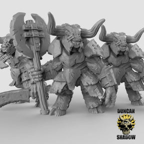 Heavy Armoured Minotaurs Miniature | Set of 3 - Tabletop RPG & D&D miniature. Perfect for wargaming & collectors