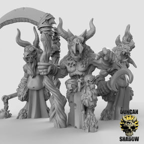 Choas Minotaur Miniature Shamans | Set of 3 - Tabletop RPG & D&D miniature. Perfect for wargaming & collectors
