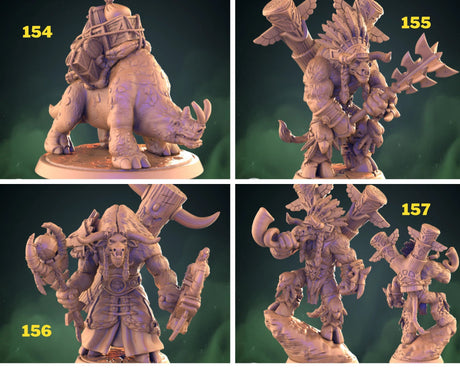 Minotaur Miniature mount and leaders | set of 4 - Tabletop RPG & D&D miniature. Perfect for wargaming & collectors