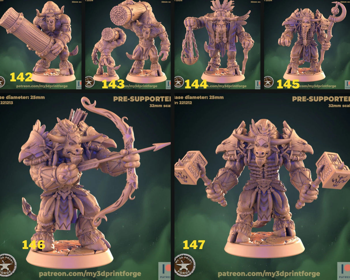 Minotaur Miniature | Set of 6 - Tabletop RPG & D&D miniature. Perfect for wargaming & collectors