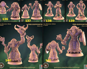 Minotaur Miniature cowfolk shaman and hunters | Set of 6 - Tabletop RPG & D&D miniature. Perfect for wargaming & collectors