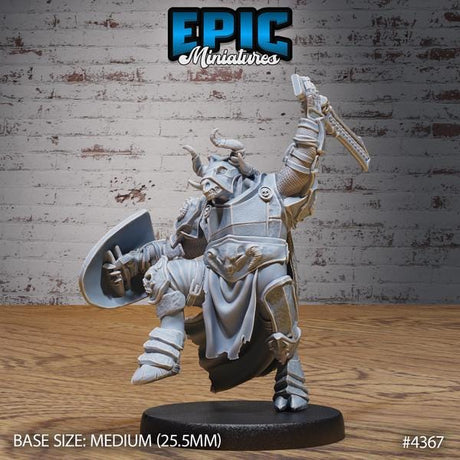 Minotaur Paladin, Warrior Miniature | 4367 - Tabletop RPG & D&D miniature. Perfect for wargaming & collectors