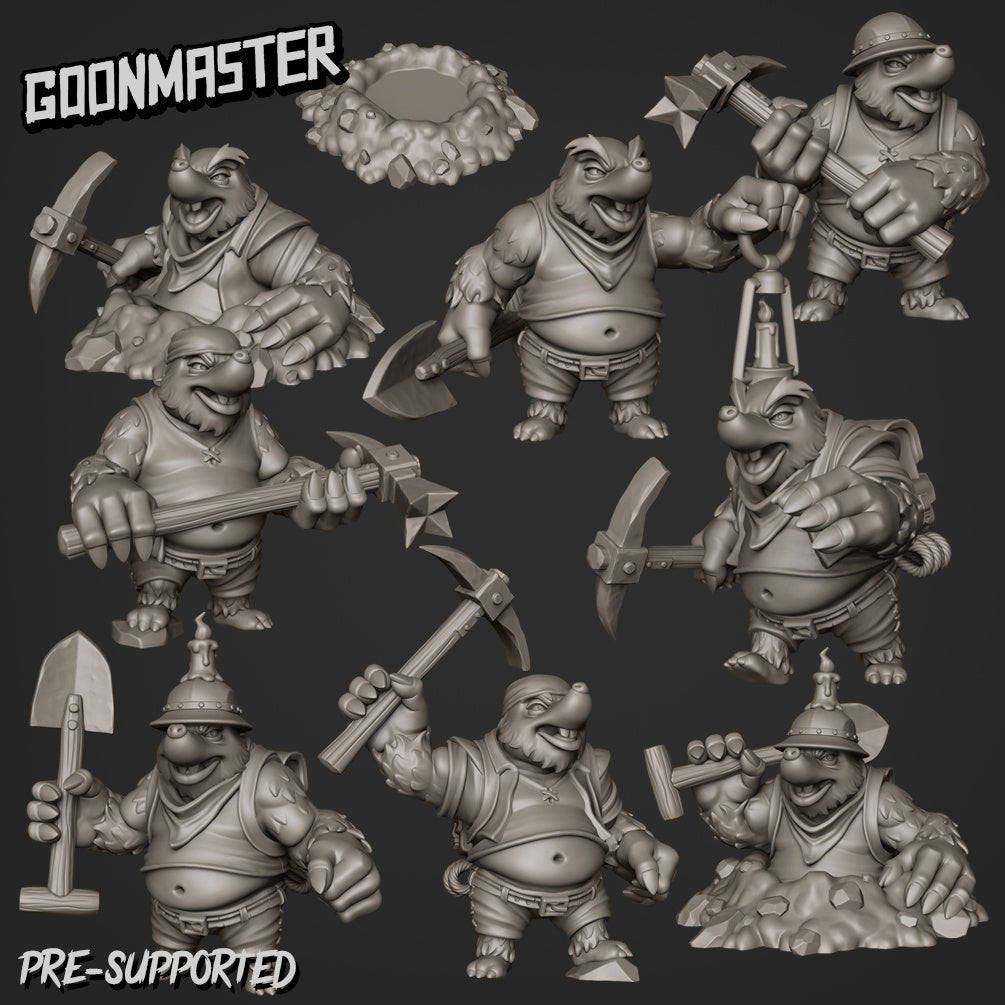 Mole Folk Miniature | Set of 9 - Tabletop RPG & D&D miniature. Perfect for wargaming & collectors