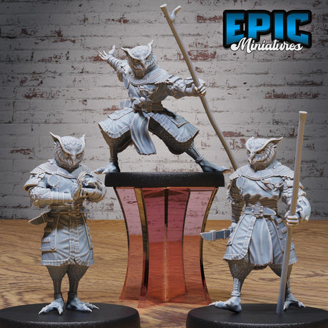 Monk Owl Folk Tavern Miniature | Full Set All Models - Tabletop RPG & D&D miniature. Perfect for wargaming & collectors