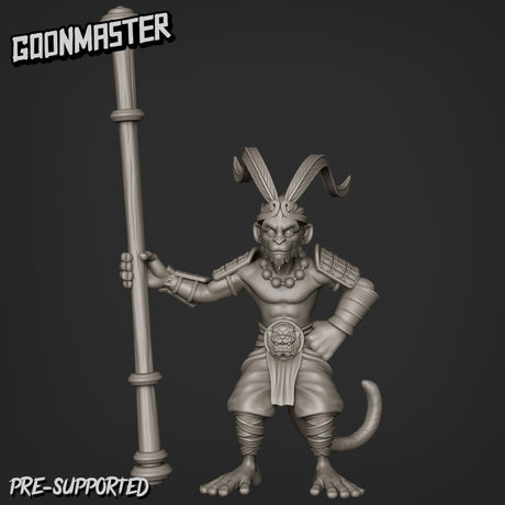 Monkey Folk king Miniature | A - Tabletop RPG & D&D miniature. Perfect for wargaming & collectors